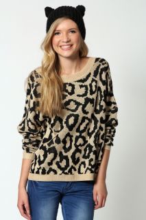  Clothing  Knitwear  Rose Leopard Print Knitted Long 