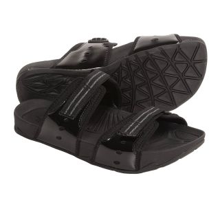 Earth Exer Slide Sandals   Adjustable (For Women) in Black /Patent 