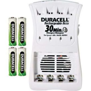 Duracell 30 Minute Charger with Four AA mAh Nickel Metal Hydride (NiMH 