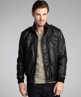 Calvin Klein black faux leather bomber jacket