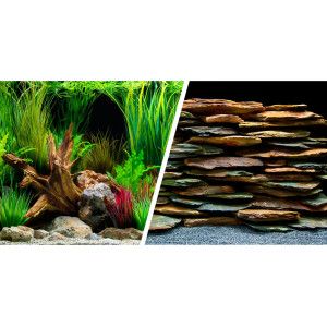 Marina® Reversible Precut Aquarium Background   Planted Oasis/Slate 