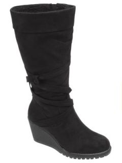 LANE BRYANT   Strap trimmed faux suede boots  