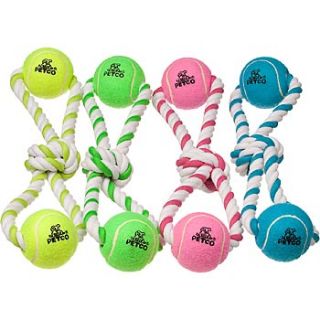 Home Dog Toys  Figure 8 Rope Tug with Tennis Balls Dog Toy