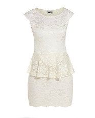 Cream (Cream) John Zack White Lace Peplum Dress  256078313  New Look