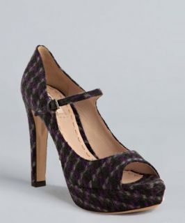 Miu Miu violet tweed peep toe mary jane pumps  