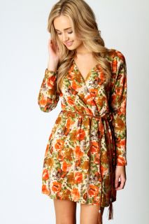  Clothing  New In  Mary Brushed Knit Floral Belted Wrap 