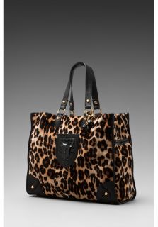 JUICY COUTURE Wild Things Velour Nicola Tote in Camel Leopard at 
