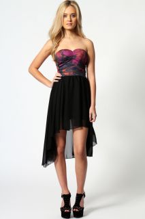 Beth Tie Dye Print Bandeau Mixi Dress at boohoo