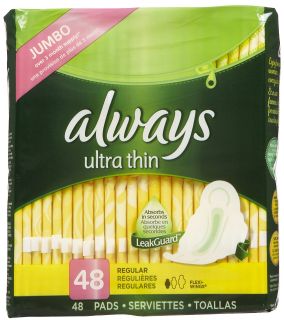Always Ultra Thin Regular Pads with Wings, Unscented   