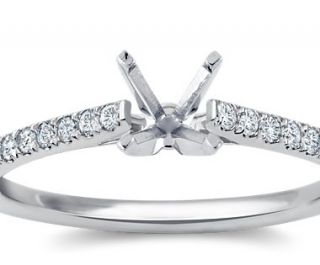 Petite Cathedral Pave Diamond Engagement Ring in 14k White Gold (1/6 
