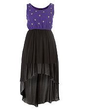 Purple (Purple) AX Curve Purple Embellished Daisy Dip Hem Maxi Dress 