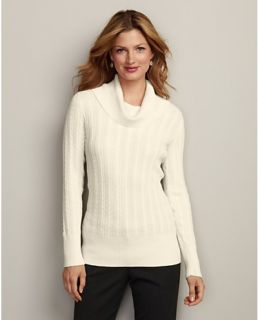 Cowl Neck Cable Sweater  Eddie Bauer