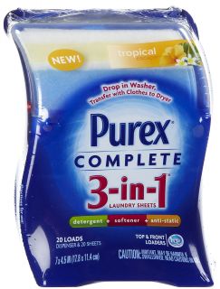 Purex Complete 3in1 Laundry Sheets, Trop Escape 20 ct   