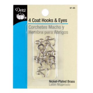 Dritz Nickel Coat Hooks & Eyes 4/Package   Discount Designer Fabric 