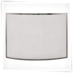 Uniflame Single Panel Curved Pewter Fireplace Screen #HN ES333