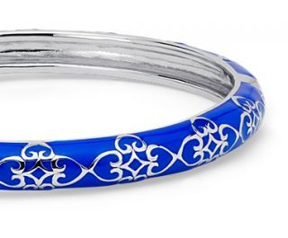 Narrow Blue Enamel Bangle Bracelet in Sterling Silver  Blue Nile