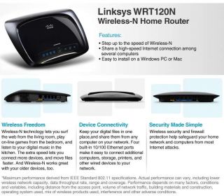 Buy the Linksys WRT120N Wireless N Home Router .ca