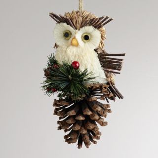 Natural Fiber Owl on Pinecone Ornament  World Market