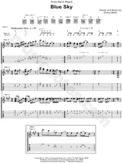 Image of The Allman Brothers Band   Blue Sky Guitar Tab    
