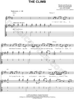 Image of Miley Cyrus   The Climb Guitar Tab    & Print