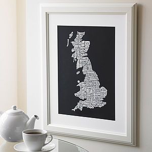 British Gastronomy Map Print   gifts for him