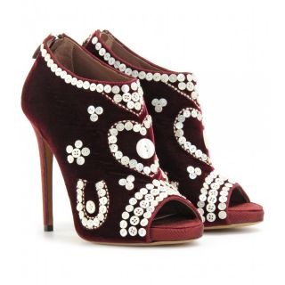 Tabitha Simmons   TRONCHETTI PEEP TOES KINGS IN VELLUTO CON BOTTONI 