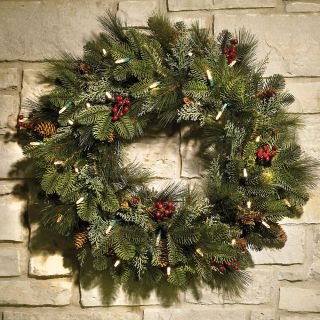 The Decorated Cordless Prelit Holiday Trim (Wreath)   Hammacher 