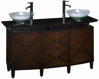 Kyoto Single Sink Cabinet with Solid Honey Marble   Vessel Sink 