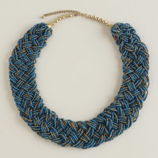 Teal, Purple and Bronze Braided Necklace  World Market