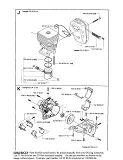 HUSQVARNA Saw attachment Fuel sys, clutch, ignitio  Parts  Model 