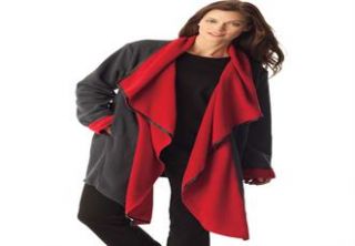 Plus Size Jacket in colorblock cascade fleece  Plus Size Multi season 