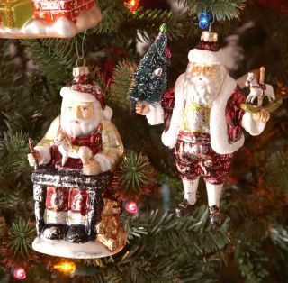Vintage Santa Ornaments   Set of 2   Holiday  HomeDecorators