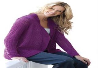 Plus Size Sweater in open front cardigan style with pointelle stitch 