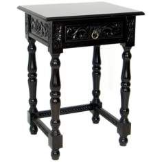 Dark Brown Finish Single Drawer Traditional End Table