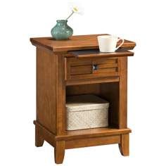 Arts and Craft Oak Lattice Pull Out Tray Night Stand