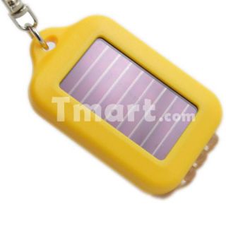 LED Mini Solar Power Flashlight Torch Keychain Yellow   Tmart