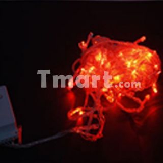 10M 100 LED Xmas Optical String Flashing Light Red   Tmart