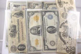 US PAPER CURRENCY $100 $50 $20 $10 $5 $1 $2 BILLS CONFEDERATE GOLD 