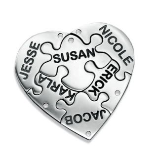 Pieces of Me Heart Puzzle Name Charms in Sterling Silver (1 Names 
