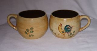 Vintage Pennsbury Pottery Red Rooster Flat Cups #20R