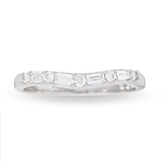 CTW. Round and Baguette Diamond Solitaire Enhancer in 14K White 