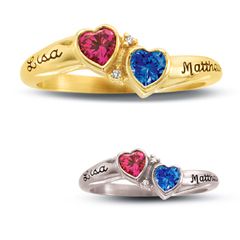 Ladies 10K Gold Valentine Birthstone and Cubic Zirconia Couples Ring 