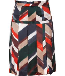 Salvatore Ferragamo Multicolor Pleated Silk Skirt  Damen  Röcke 