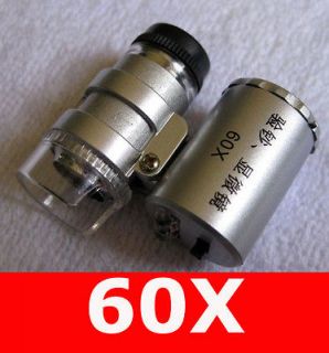 Mini 60X Jeweler Loupe Magnifying Glass Microscope +LED