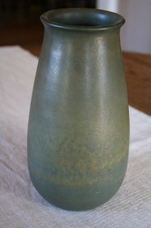   Marblehead Vase 8 Tall Unusual Green Glaze Marked Excellent Condition