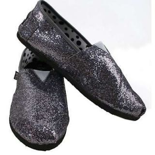   KATYDID RUSTIC COUTURE SLIP ON SHOES FLATS GLITTER CANVAS PEWTER 6.5 7