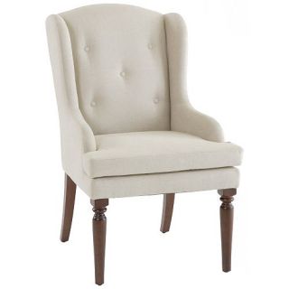Lands End Country Luxe Upholstered Wingback Chair   Mahogany Finis 