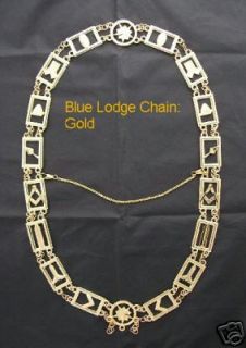 Gold Blue Lodge Chain Collar Masonic Jewel Fraternal Regalia 