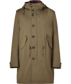 Burberry Brit Military Green Cotton Blend Hathaway 3/4 Length Coat 