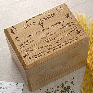 Personalized Wood Recipe Box   Recipe for a Happy Household   2414